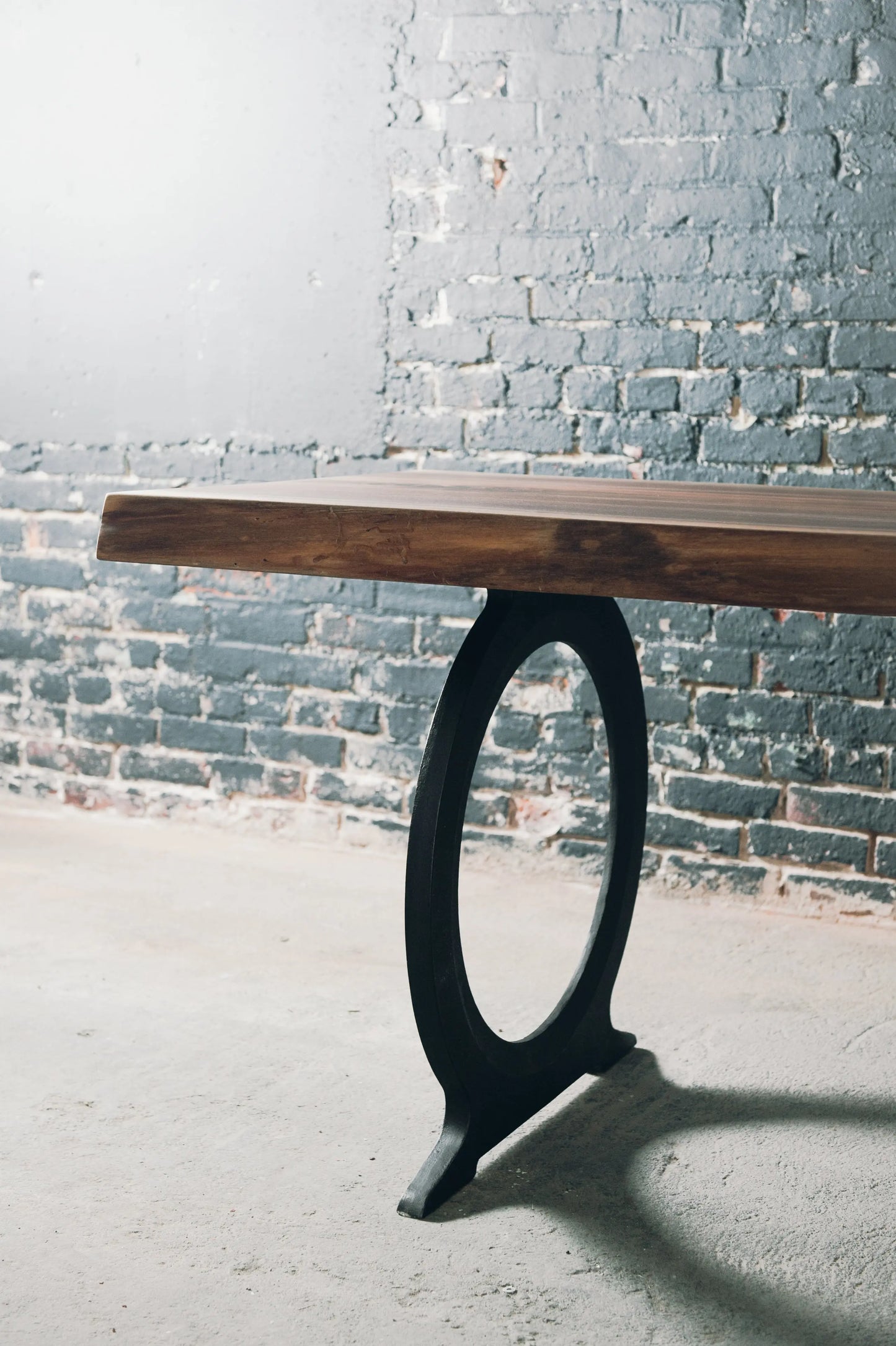 Slab Table with Omega Base Hopes Woodshop