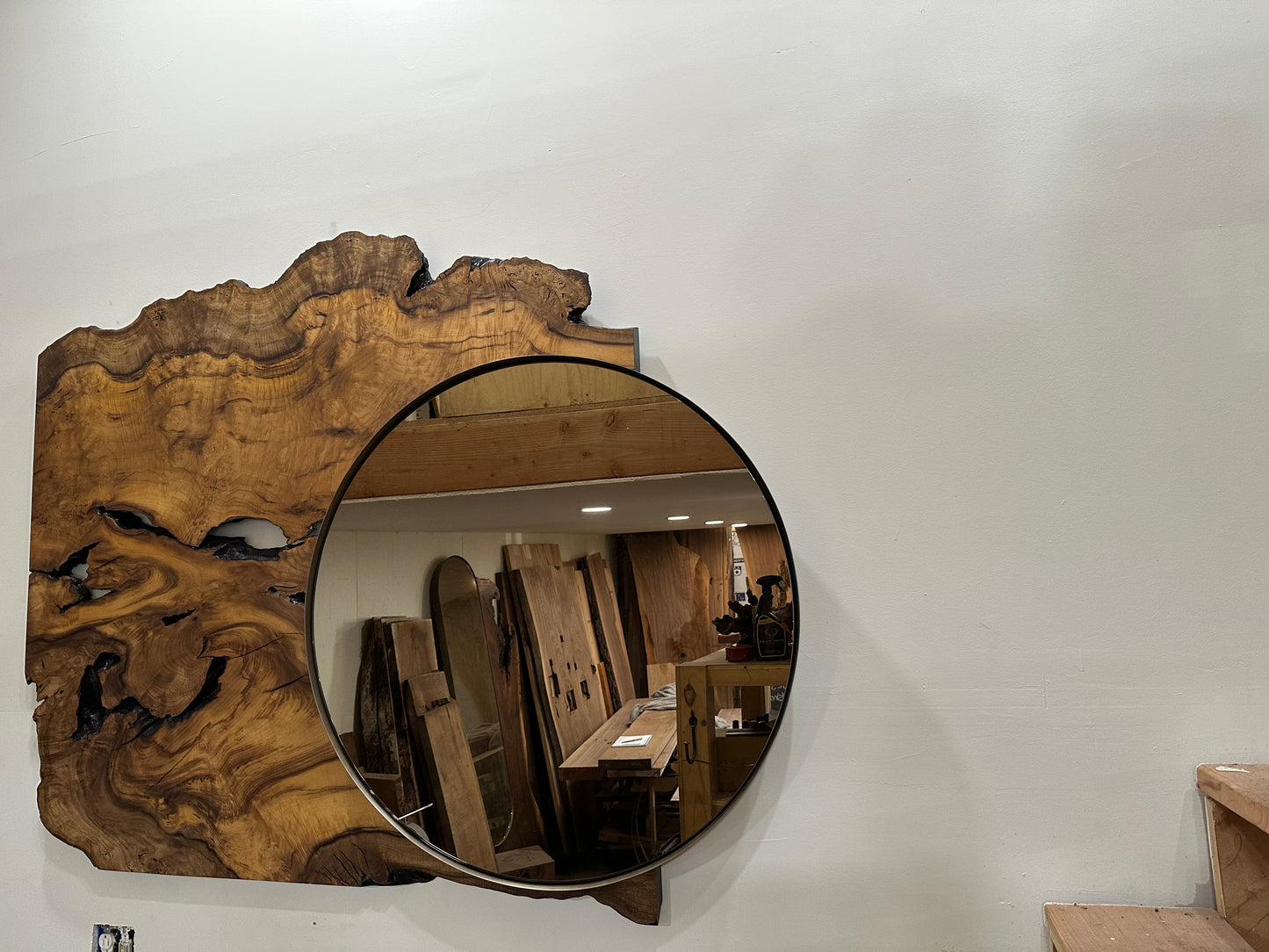Wooden Mirror with Bronze Glass