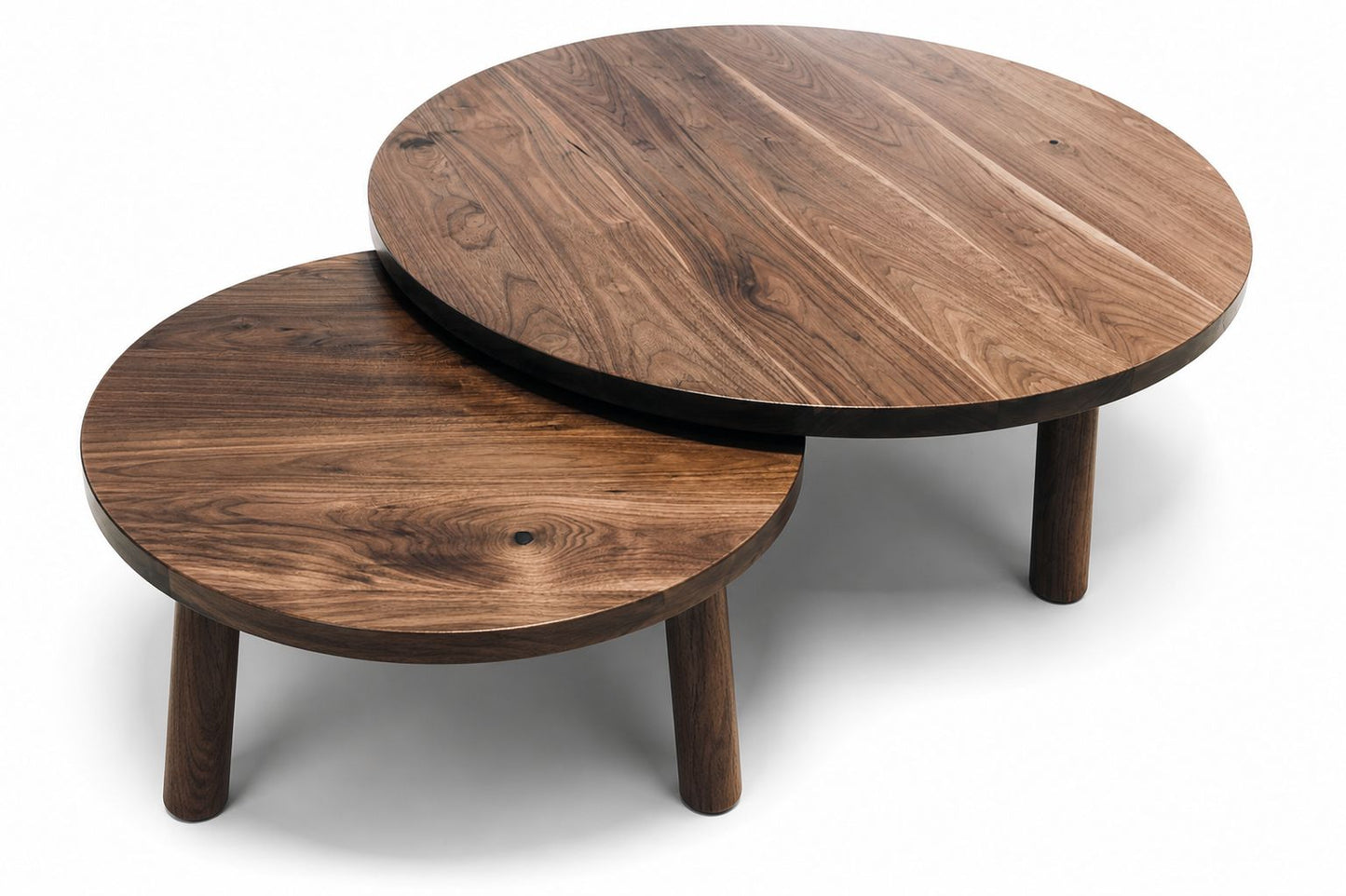 Nesting Coffee Tables | Round Walnut Tables