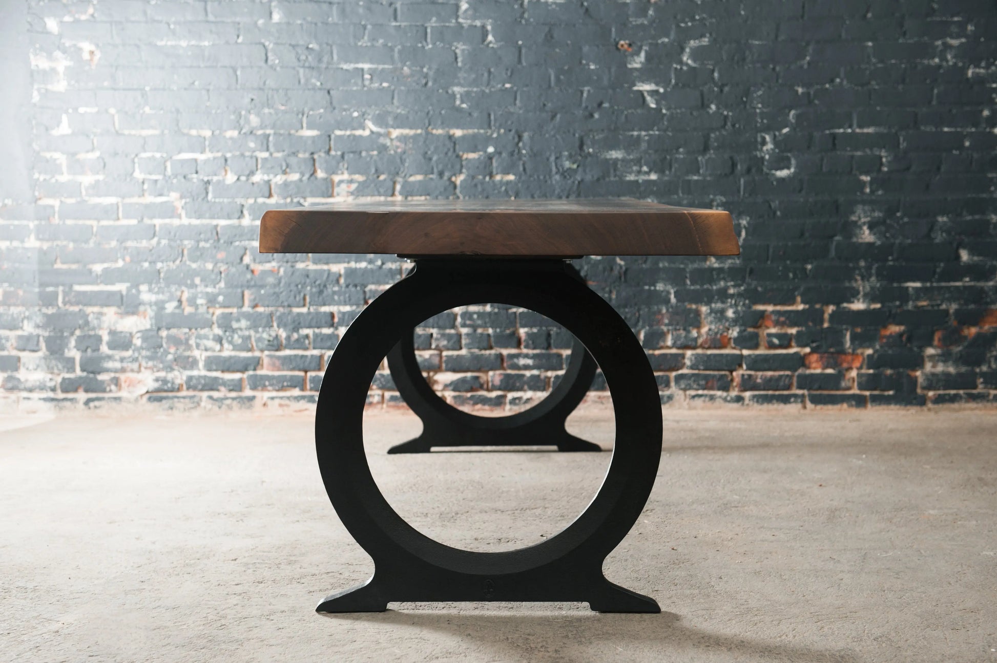 Slab Table with Omega Base Hopes Woodshop