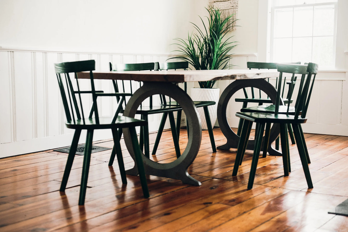 Slab Table with Omega Base Hopes Woodshop