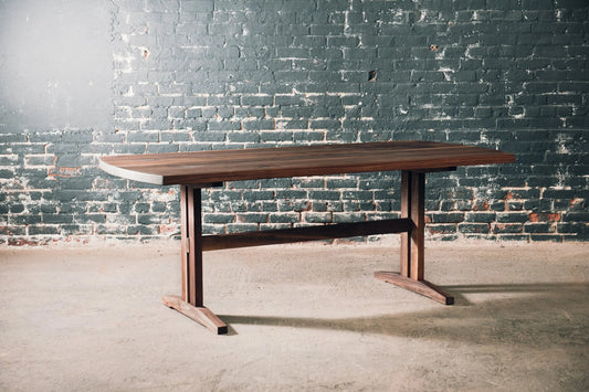 Modern Dining Table with Trestle Base Hopes Woodshop