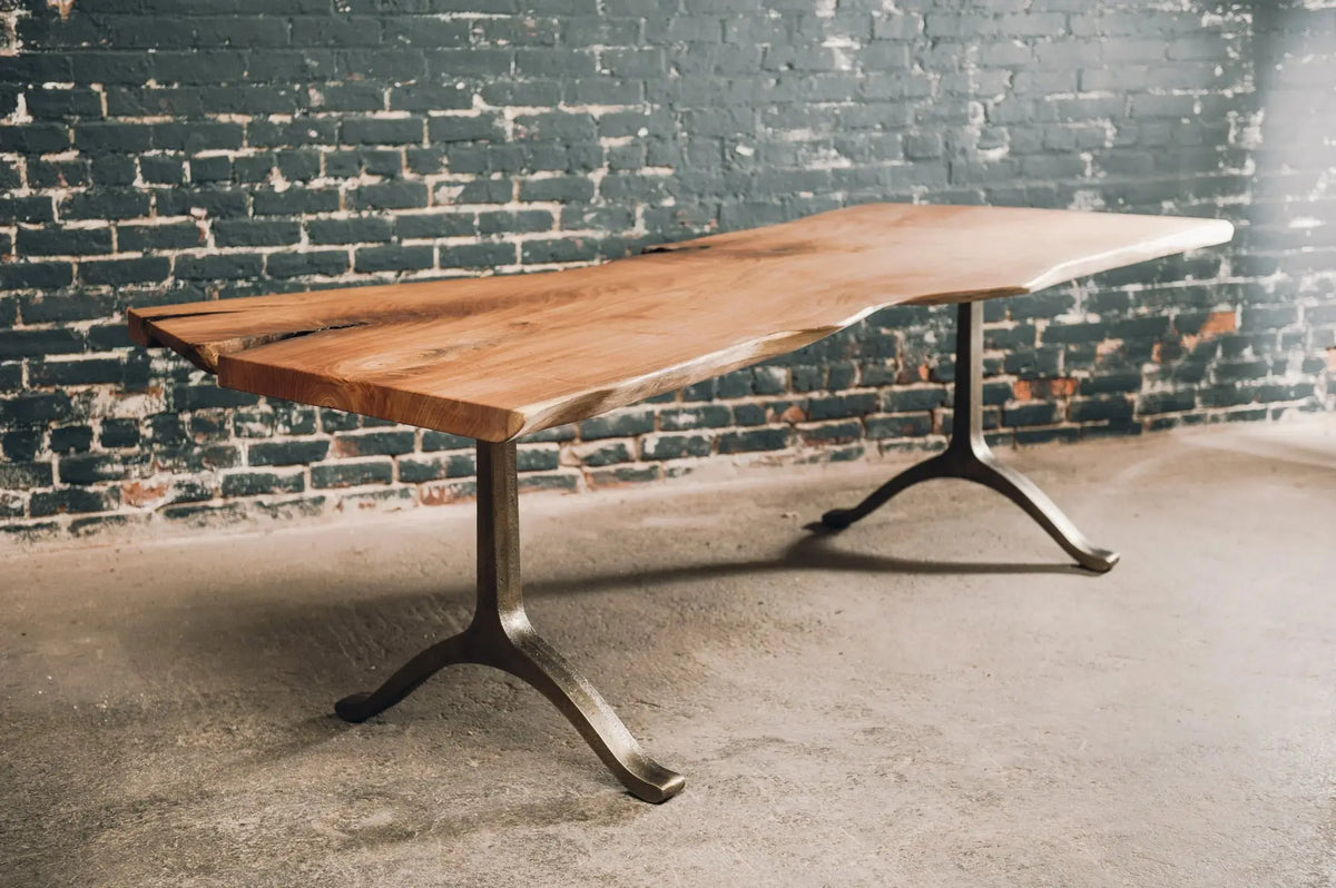 Slab table with wishbone base Hopes Woodshop
