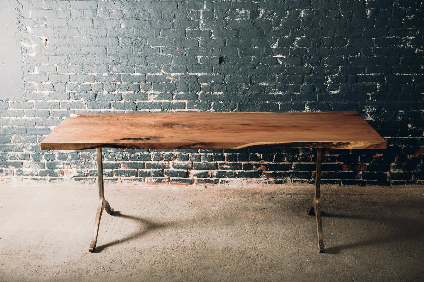 Slab table with wishbone base Hopes Woodshop