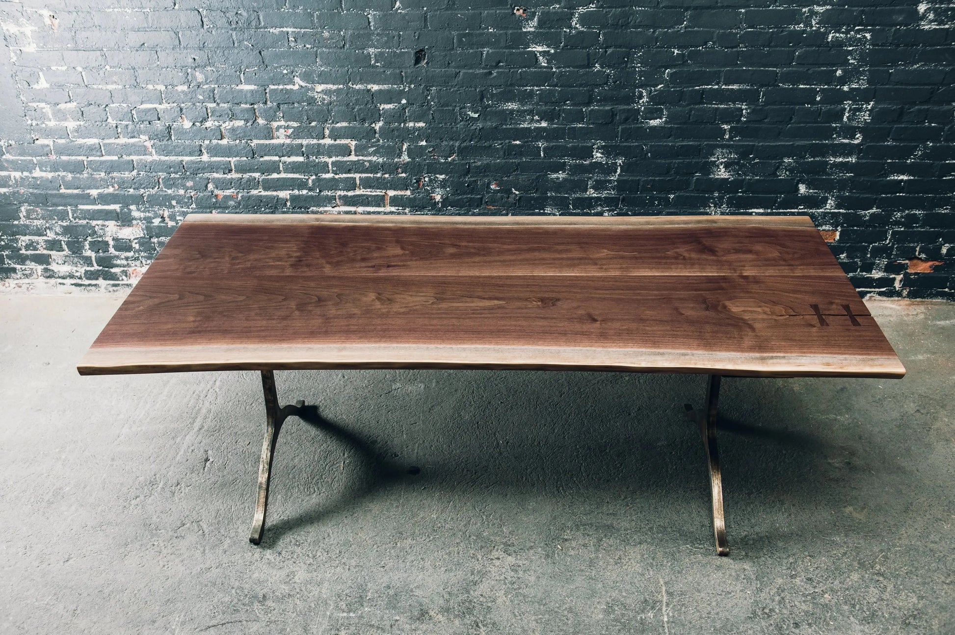 Slab table with wishbone base Hopes Woodshop