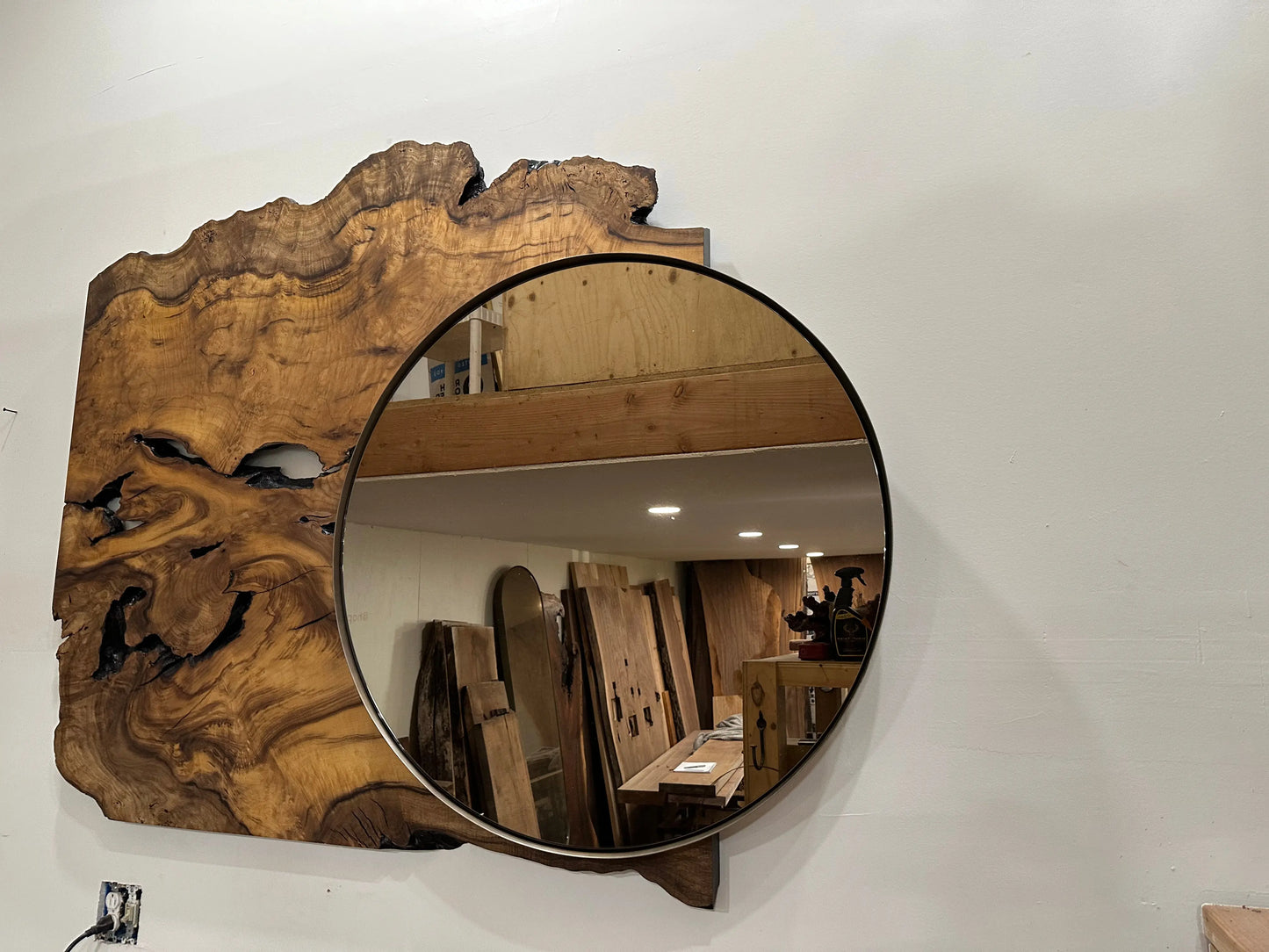Wooden Mirror with Bronze Glass Hopes Woodshop