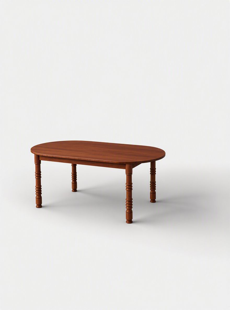 Farmhouse Dining Table | Racetrack Top | Turned-Legged Base - Hopes Woodshop