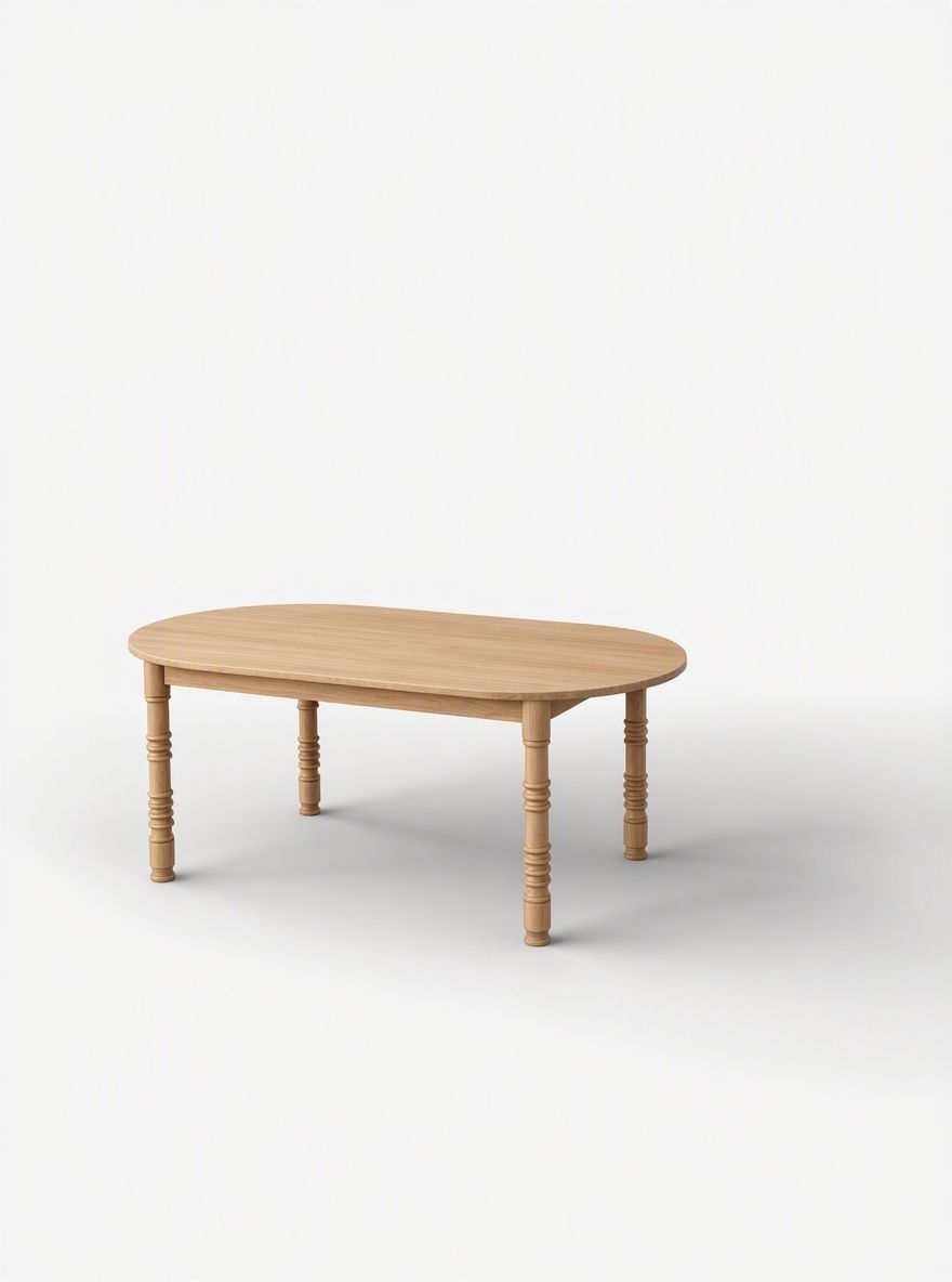 Farmhouse Dining Table | Racetrack Top | Turned-Legged Base - Hopes Woodshop