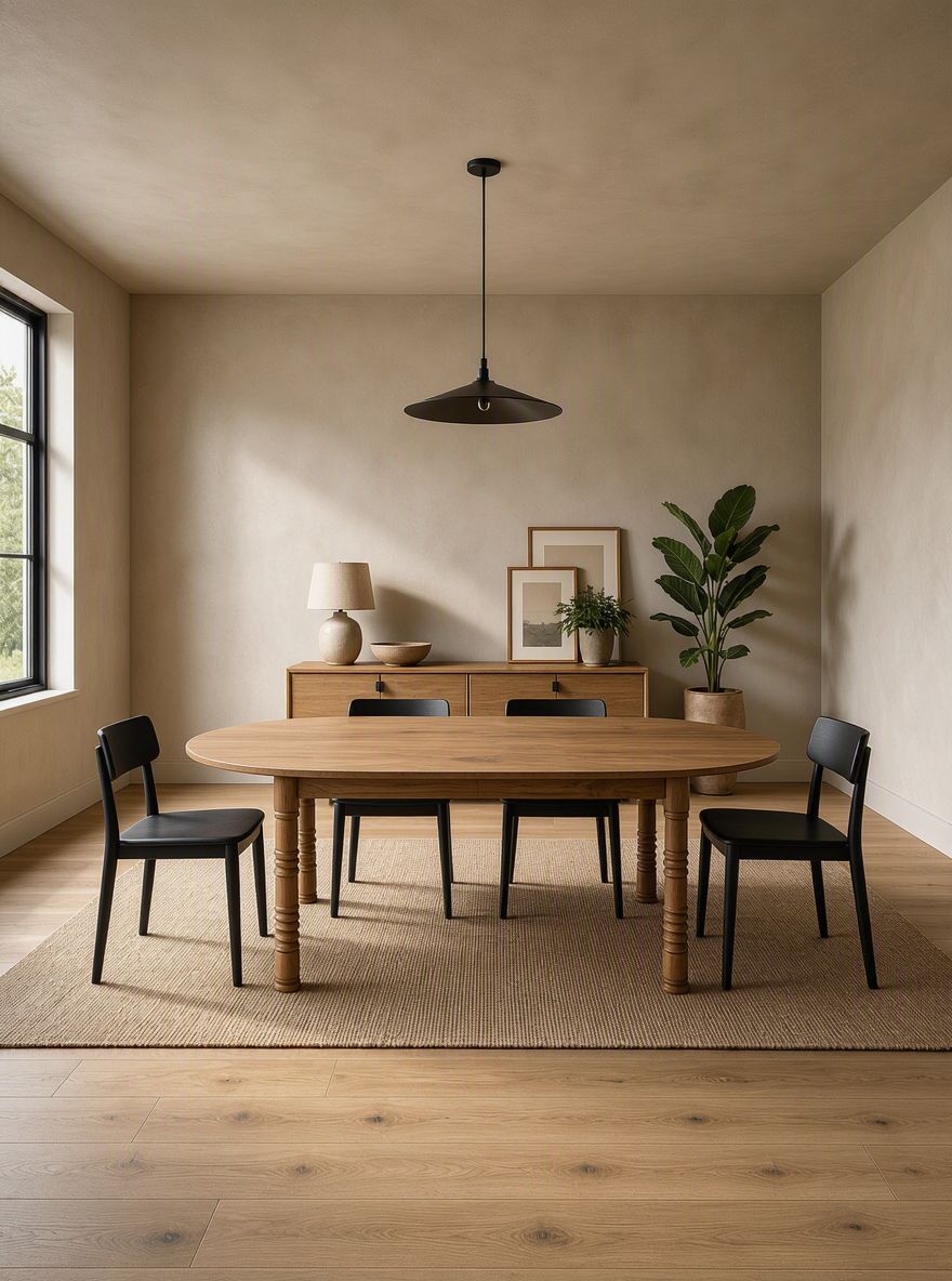 Farmhouse Dining Table | Racetrack Top | Turned-Legged Base - Hopes Woodshop