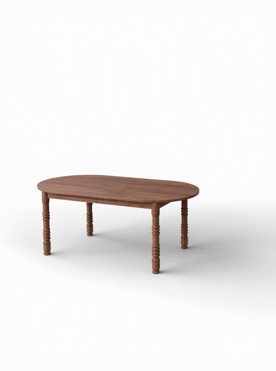 Farmhouse Dining Table | Racetrack Top | Turned-Legged Base - Hopes Woodshop