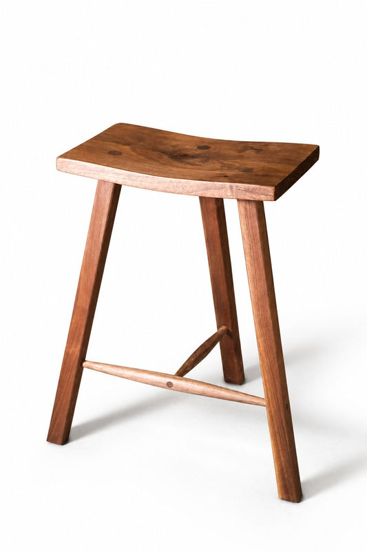 Ergonomic Custom Height 3-Leg Walnut Stool - Hopes Woodshop